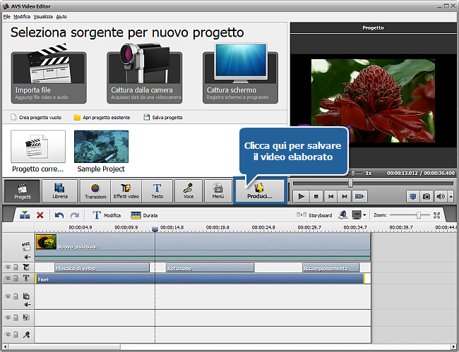 Come salvare il progetto e il video in AVS Video Editor?